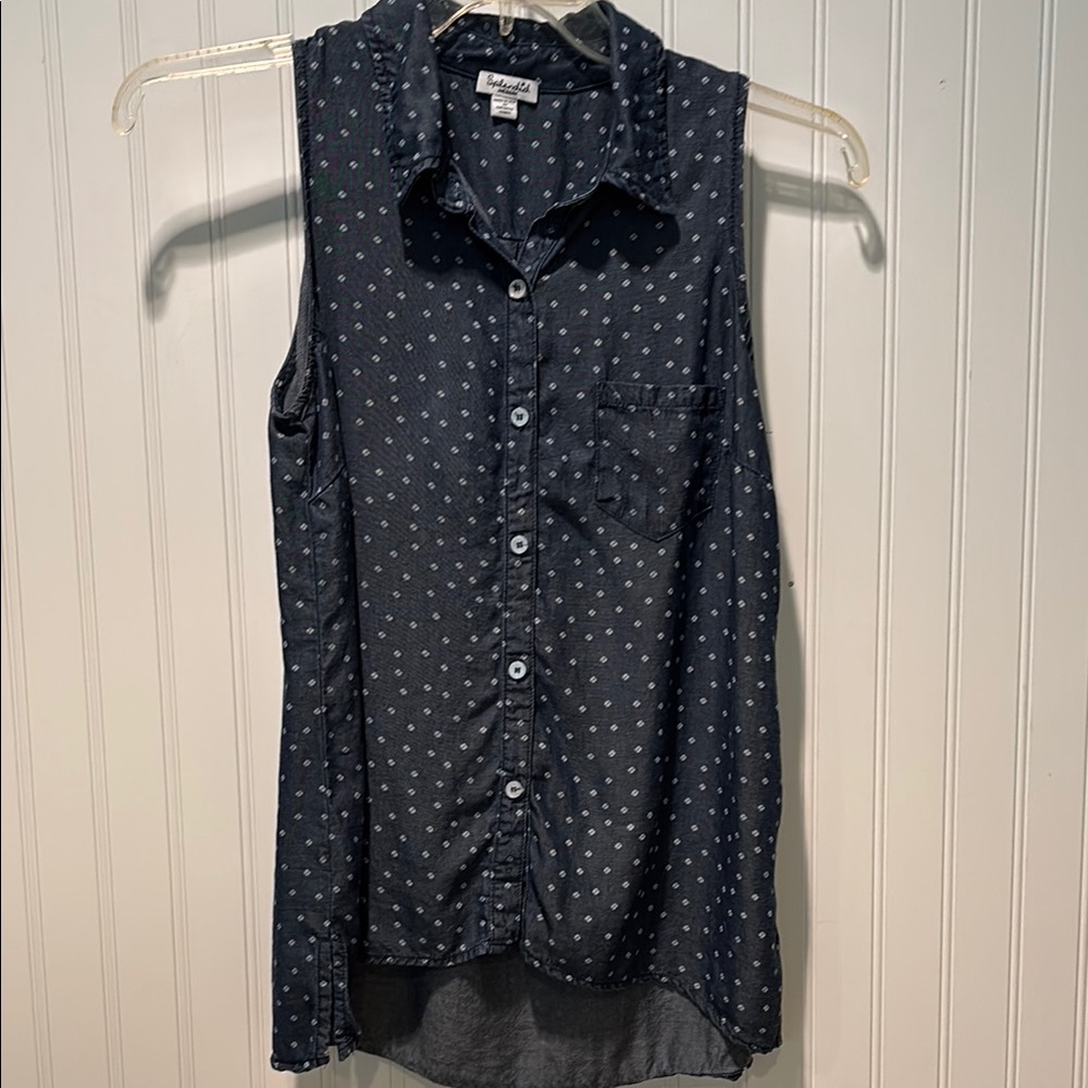 Splendid Ditzy Floral 100% Tencel Button Front Sleeveless Shirt Sz M